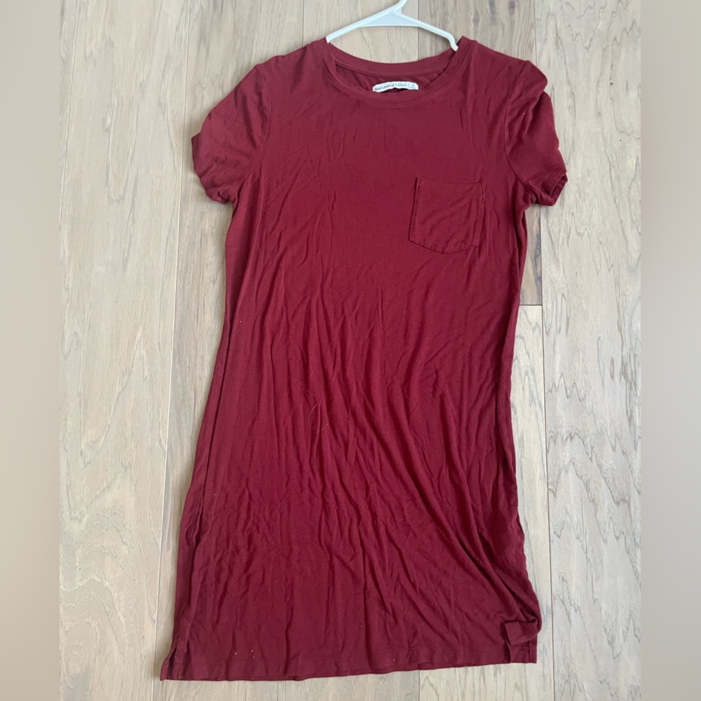 Dark Red T-shirt Dress